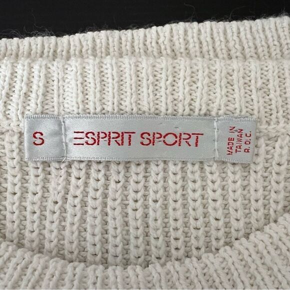 ESprit Sport Sweater Womens Small Gray White Striped Knit Long Sleeve Round Neck - Picture 8 of 11